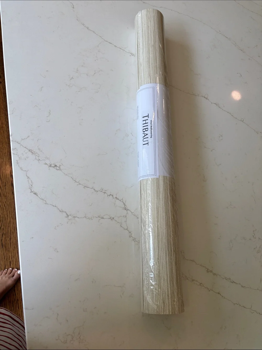 Thibaut Cream Textured Vinyl wallpaper NWT. Faux grass cloth. Had extra.